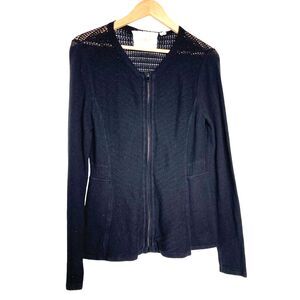 Angel of the North Anthropologie Black Knit Sweater Zip Front Women's Size S